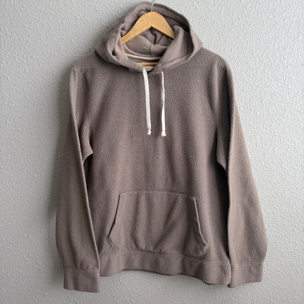 Abercrombie Vintage Tan Sherpa Fleece Pullover Hoodie Sweatshirt M